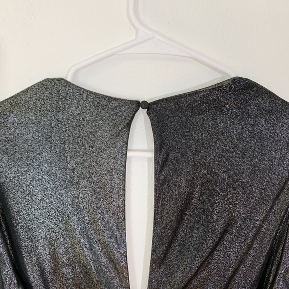 Express Metallic deep Vneck short sleeve blouse - Picture 7 of 8